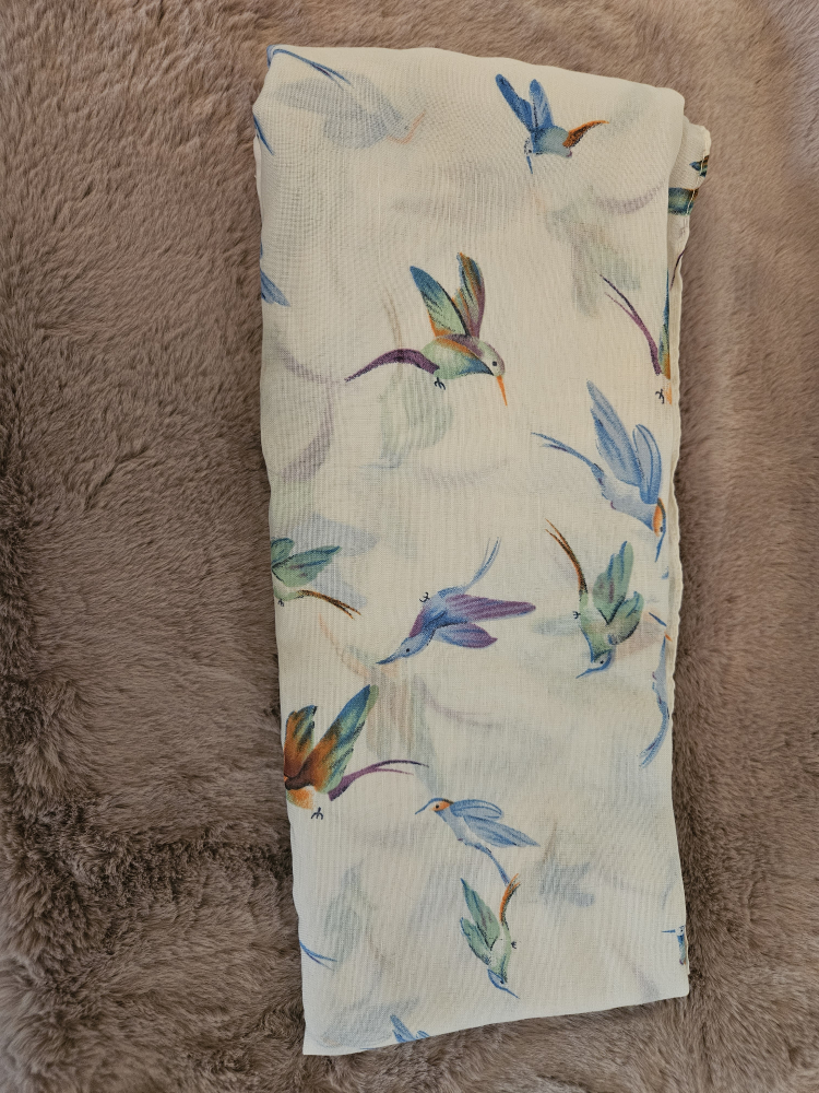 Hummingbird Print Scarf - O/S