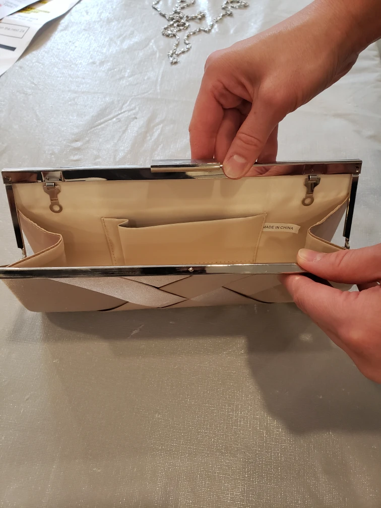 Champagne Evening Clutch with Chain Strap - photo 3