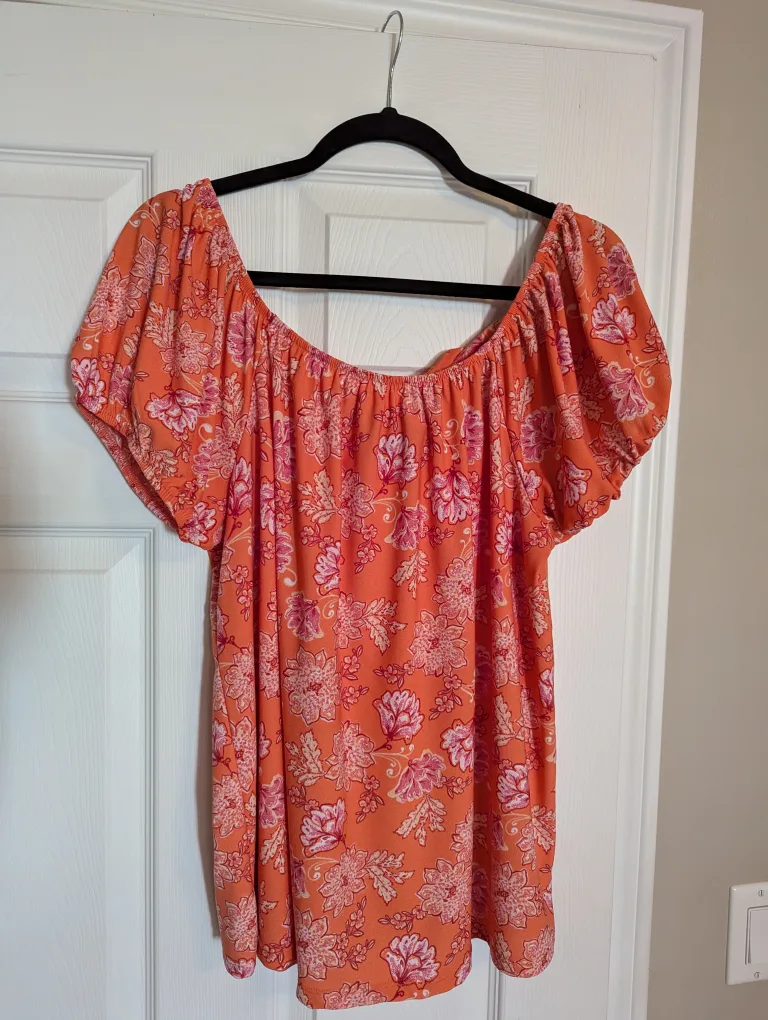 Floral Off-the-Shoulder Blouse, size xl