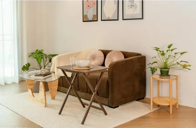 Folding Brown Wood TV Tray Table image indicator(3)