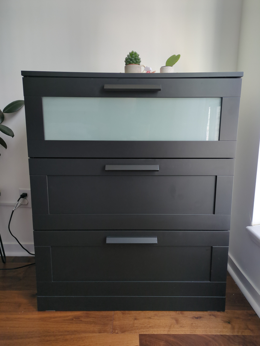 IKEA Hemnes Matte Black 3-Drawer Chest - photo 2