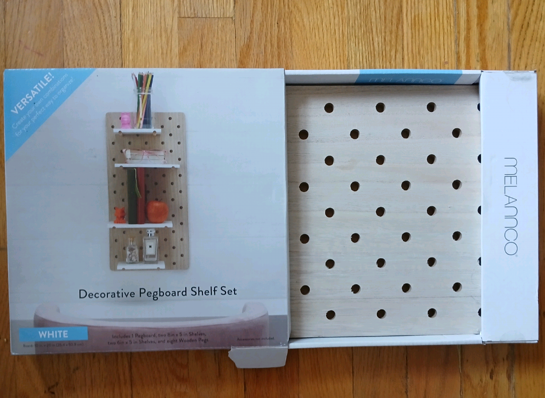 Melannco Decorative Pegboard Shelf Set - White