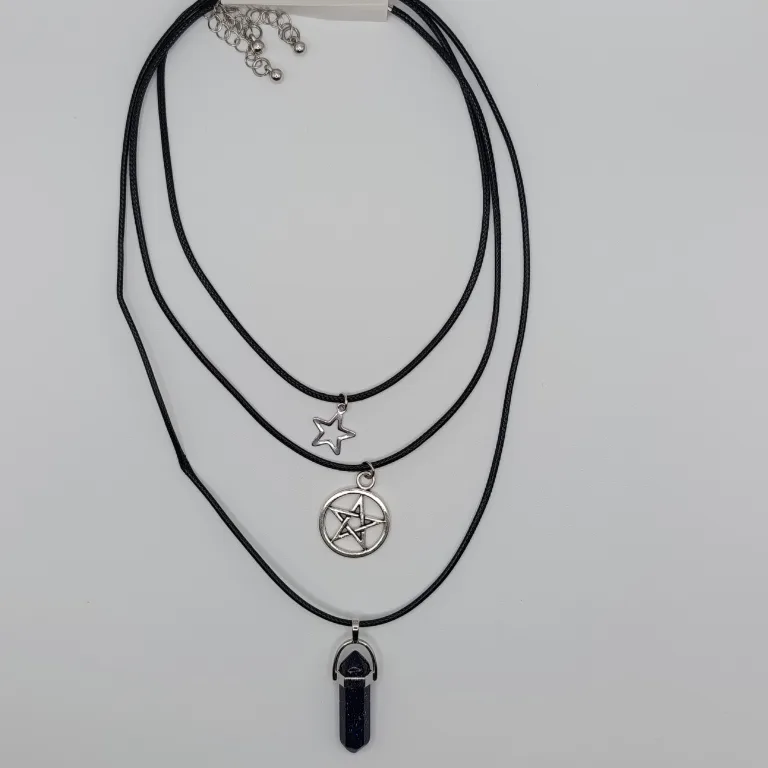 Layered Black Cord Necklace Set thumbnail