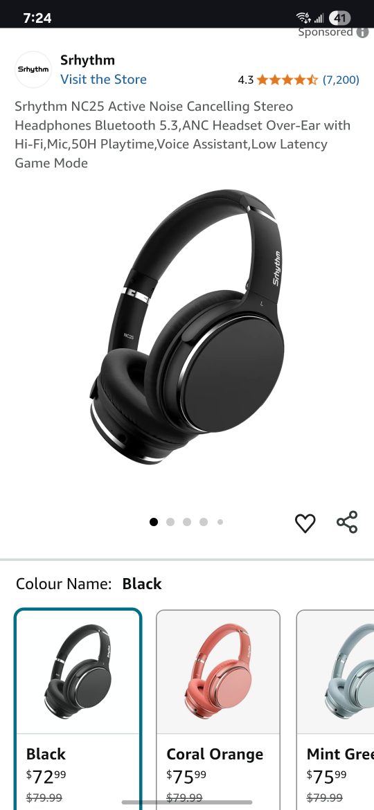 Srhythm NC25 Black Noise Cancelling Headphones - photo 4