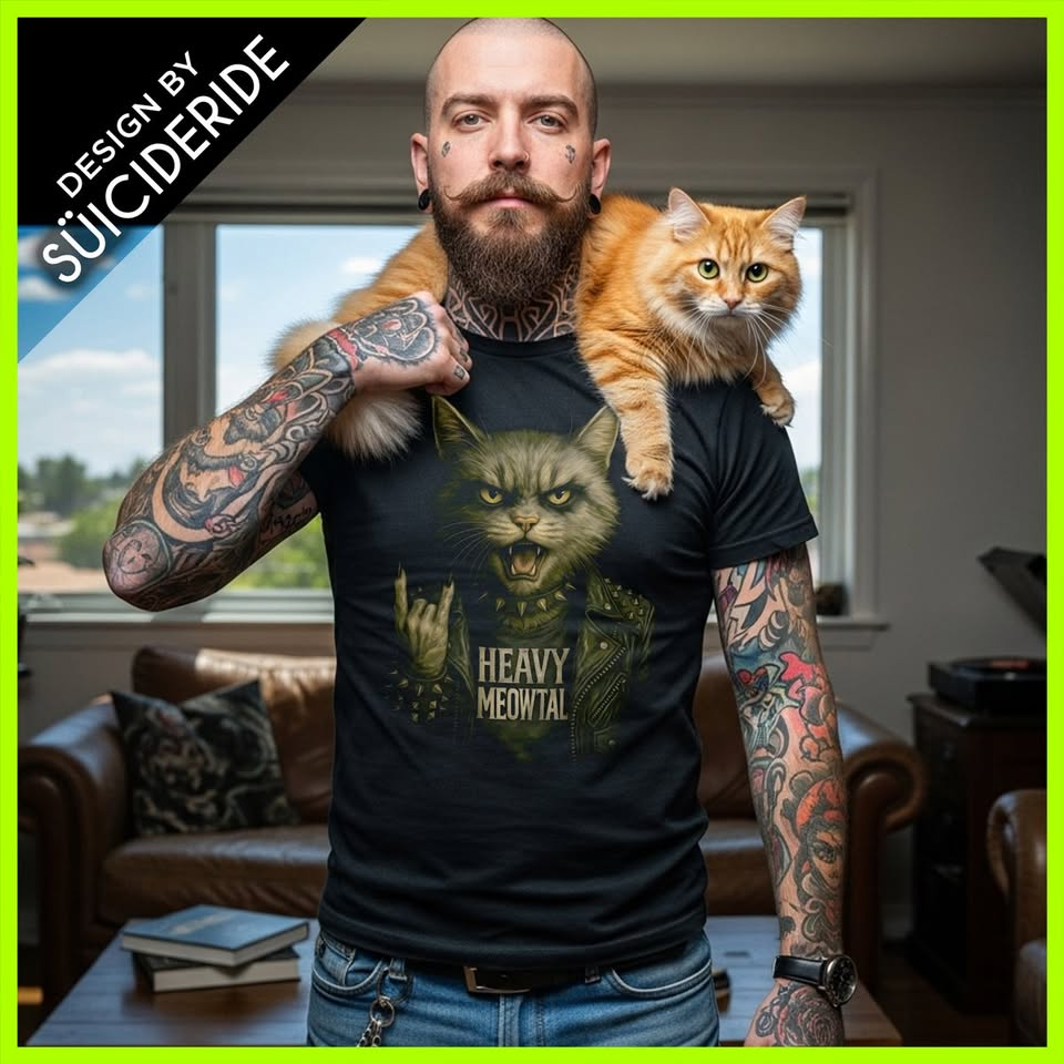 Heavy Meowtal heavy metal MENS XL Cat T-Shirt – Funny Cat Tee