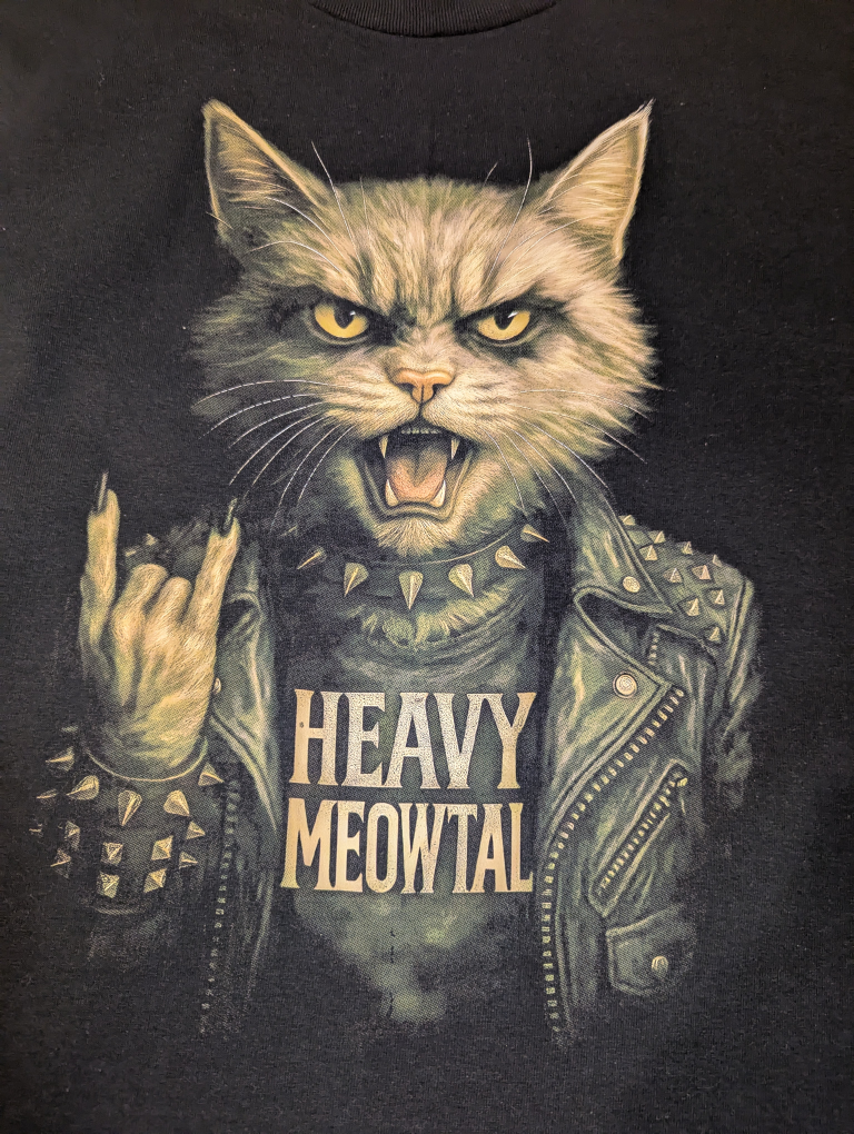 Heavy Meowtal heavy metal MENS XL Cat T-Shirt – Funny Cat Tee - photo 3