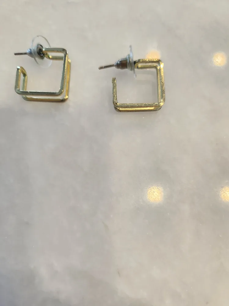 Square Hoop Earrings - Gold Tone thumbnail