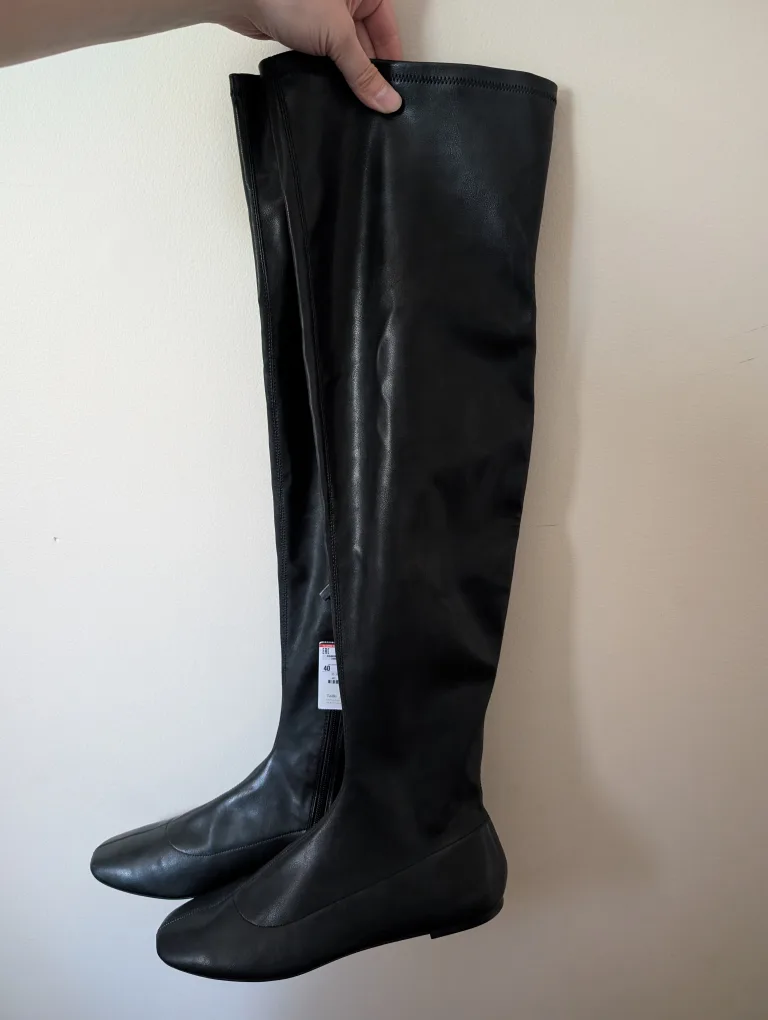 Zara Black Over-the-Knee Boots - Size 40 thumbnail