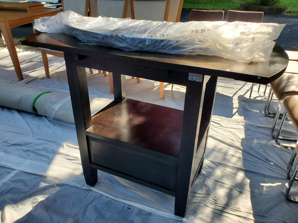 Dark Brown Wooden High Table with Drawer