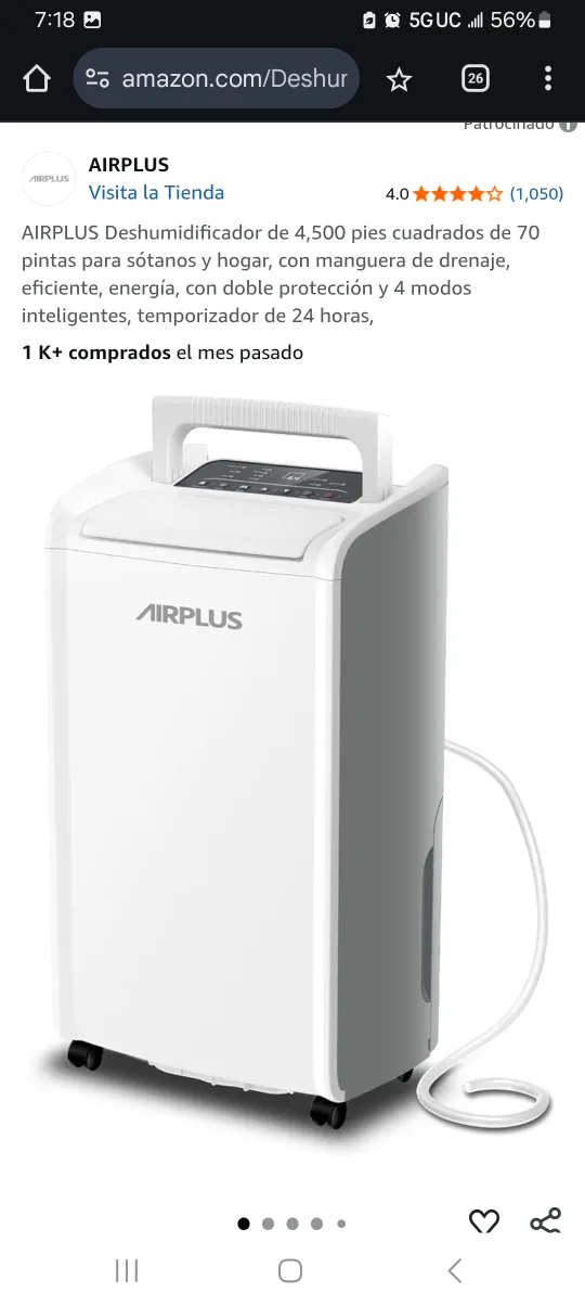 AIRPLUS Dehumidifier 4,500 sq ft thumbnail