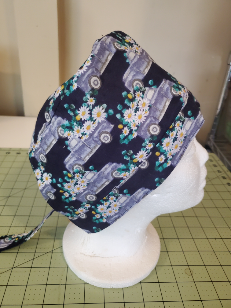 Hand Crafted Scrub Cap - Truck & Daisy Pattern Adult Sz - photo 3