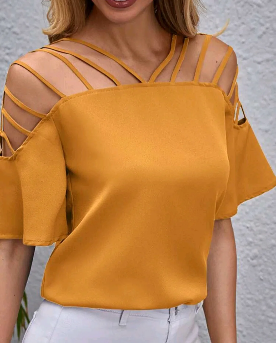 NEW Shein Strappy Yellow Top - Size S image indicator(3)