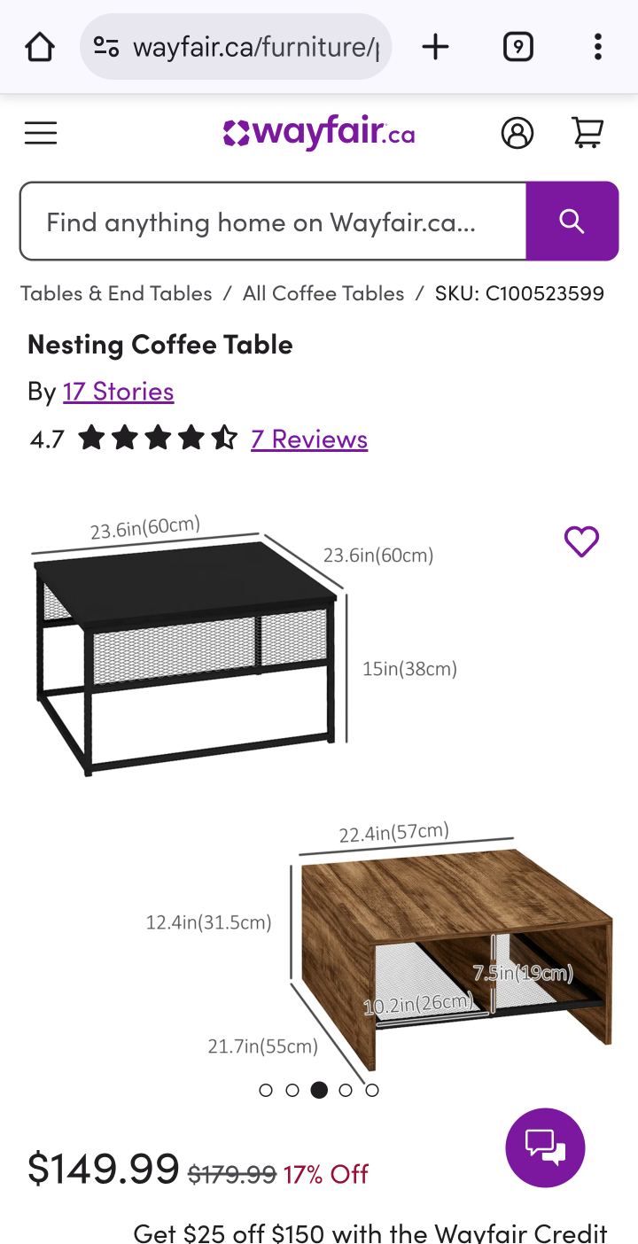 Wayfair Nesting Coffee Tables ($200 worth) - photo 5