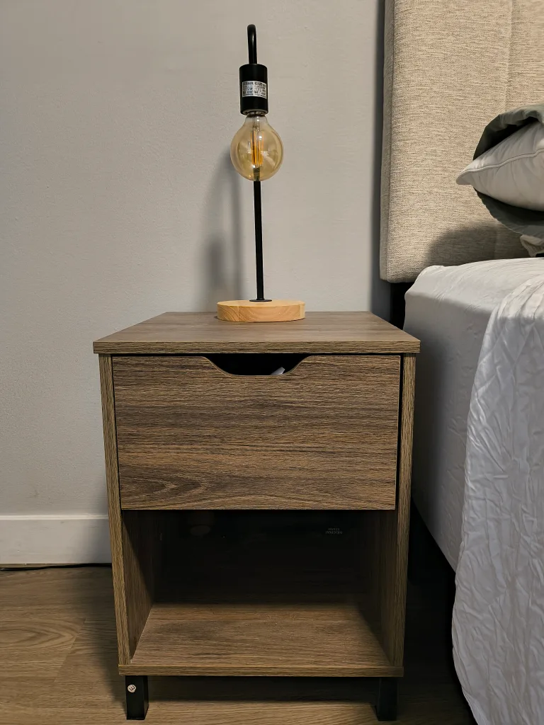 2 Wood Nightstand with Drawer & Shelf thumbnail