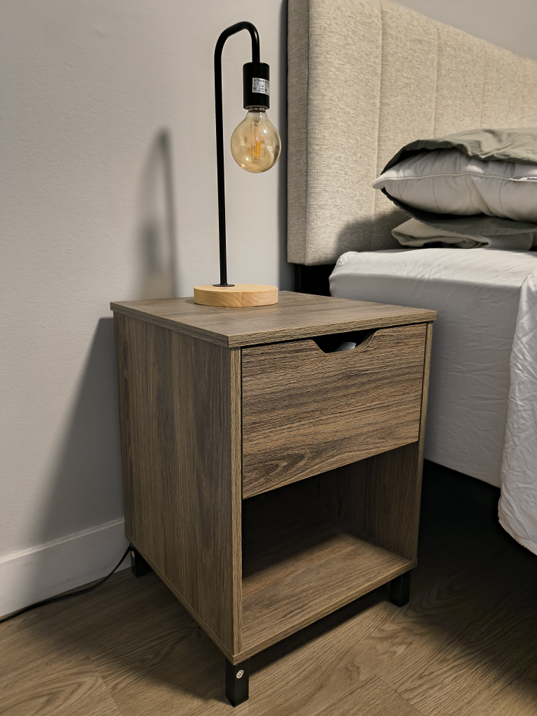 2 Wood Nightstand with Drawer & Shelf - photo 2