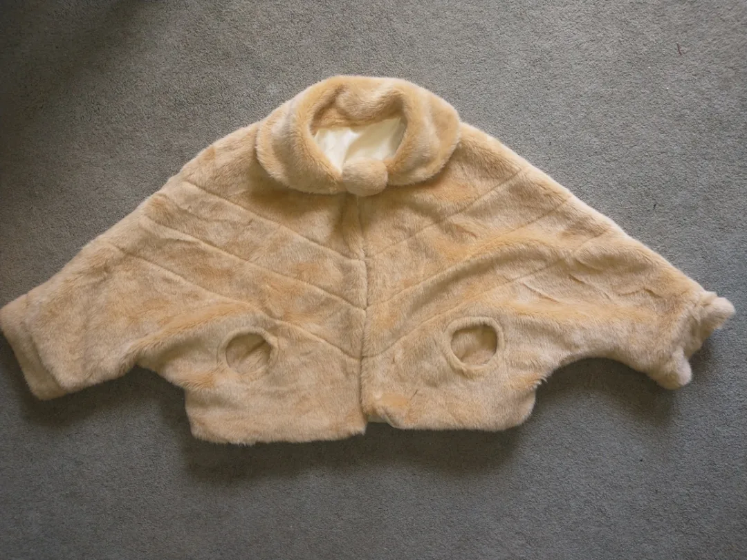 Faux Fur Bolero Jacket - Beige thumbnail