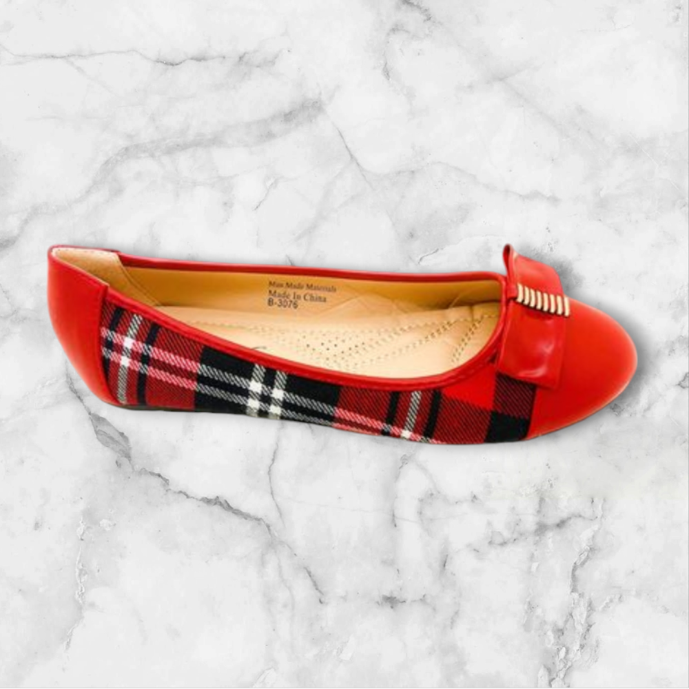 New Melissa K Red Plaid Flats - Size 8.5 - photo 2