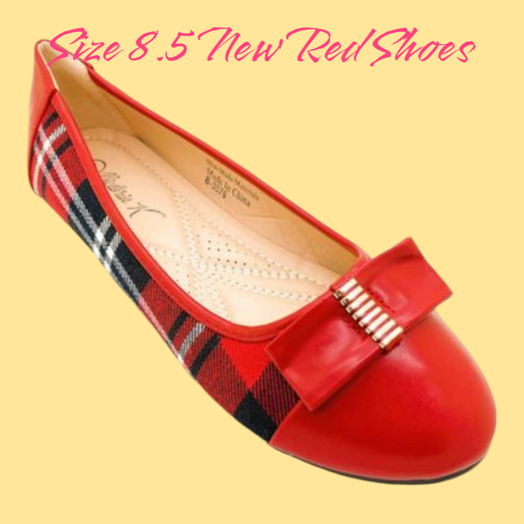 New Melissa K Red Plaid Flats - Size 8.5 - photo 3