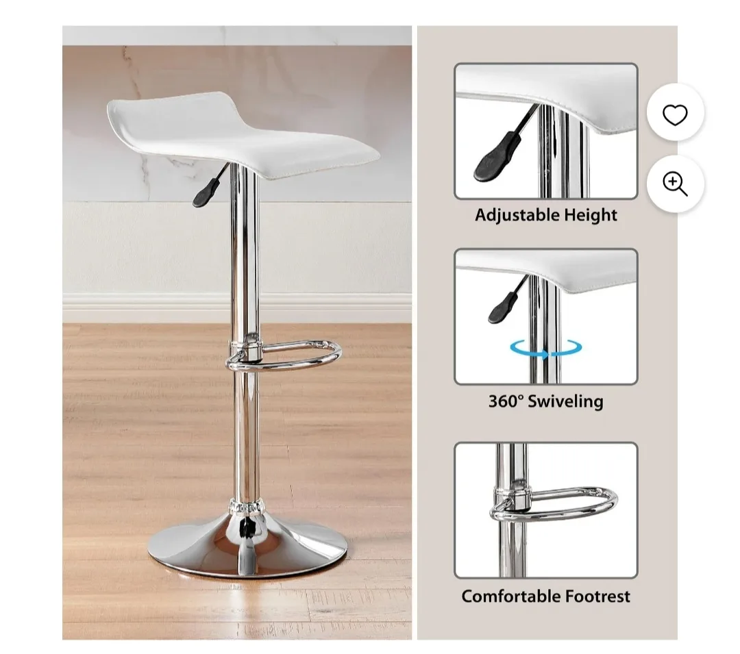 White Adjustable Swivel Bar Stool 🥕