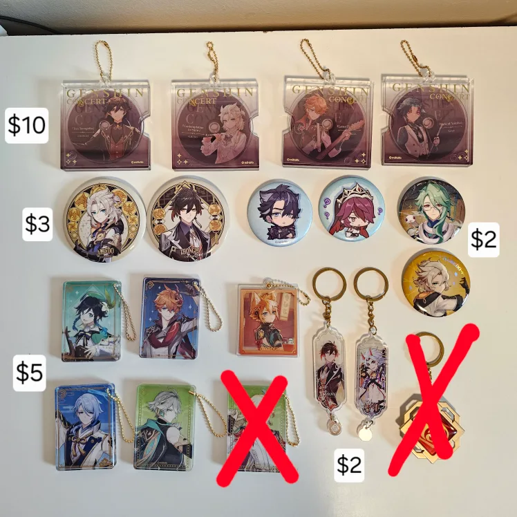 Reduced Prices!! Genshin Impact merch keychains, buttons, etc thumbnail