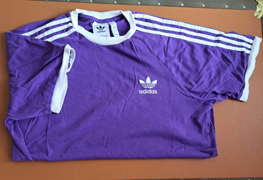 Adidas Purple Ringer T-Shirt - Size L thumbnail