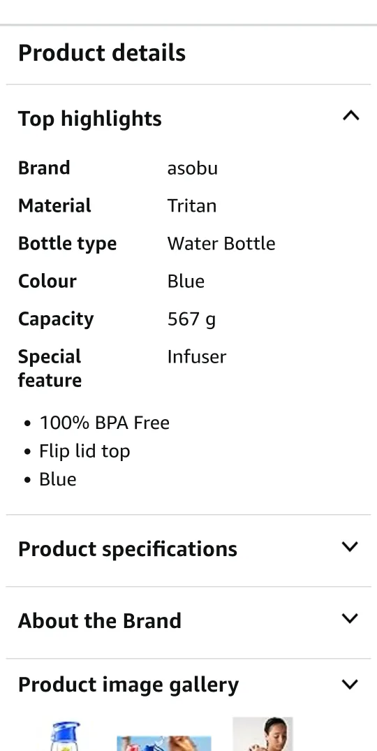 Asobu Infuser Water Bottle - Blue image indicator(2)