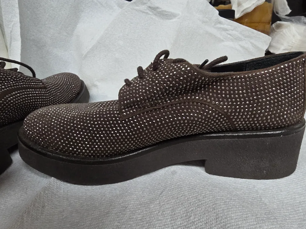 PEDRO MIRALLES Brown Embellished Oxfords women's shoes size 9 image indicator(5)
