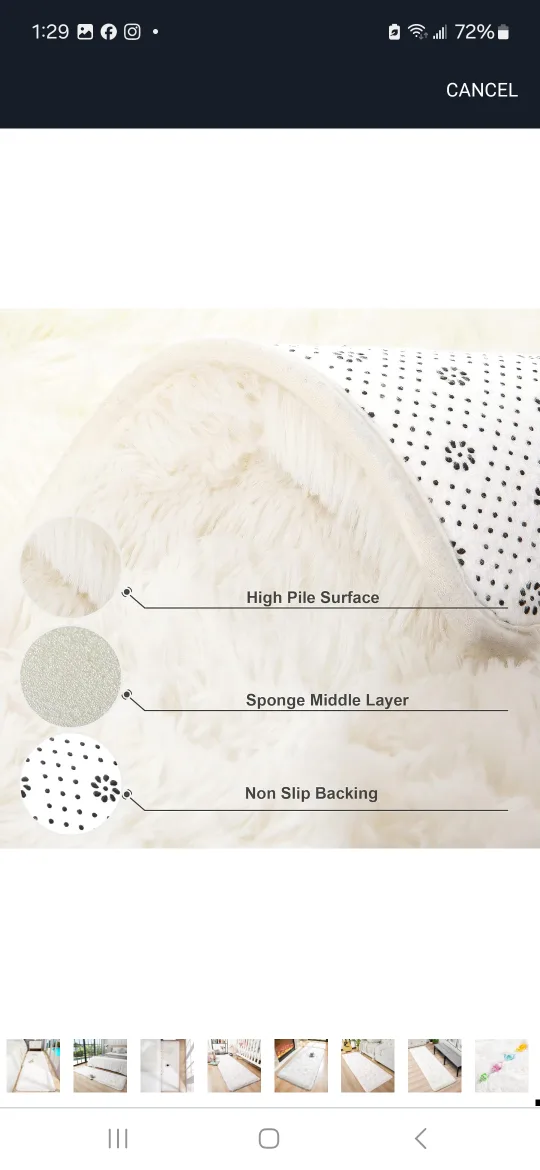 Cream White Shag Area Rug image indicator(4)