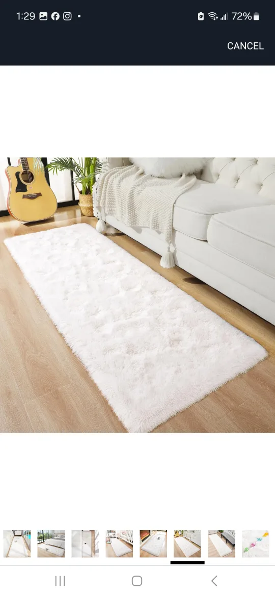 Cream White Shag Area Rug image indicator(6)