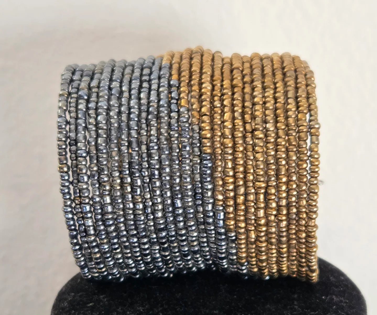 Beaded Cuff Bracelet - Gold & Silver thumbnail