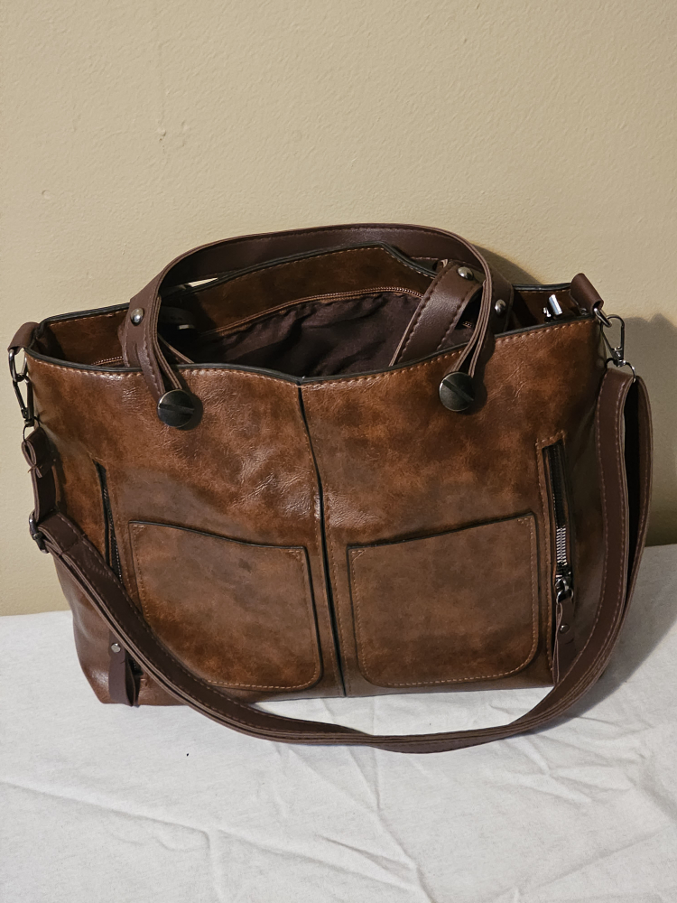Brown Tote Bag with Shoulder Strap