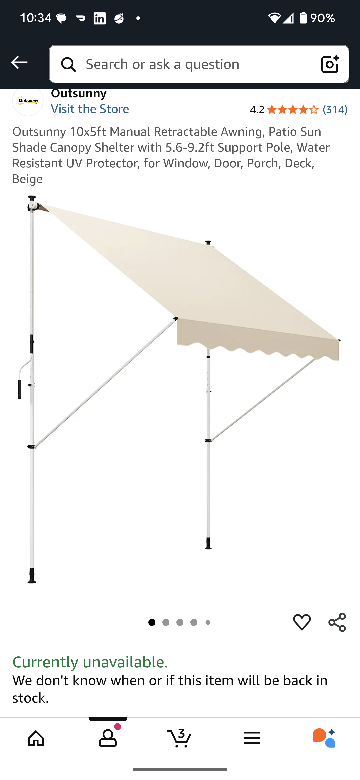 Outsunny 10x5ft Retractable Awning, Beige