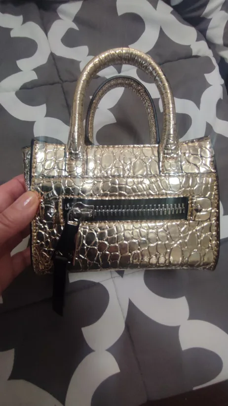 Metallic Gold Mini Top Handle Bag thumbnail