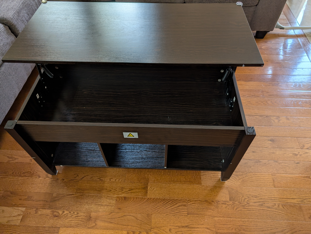 Lift Top Coffee Table with Hidden Storage Compartment & Shelf
