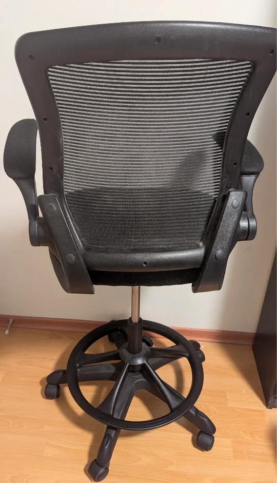 Black Mesh Ergonomic Drafting Chair with Adjustable Foot Ring image indicator(5)