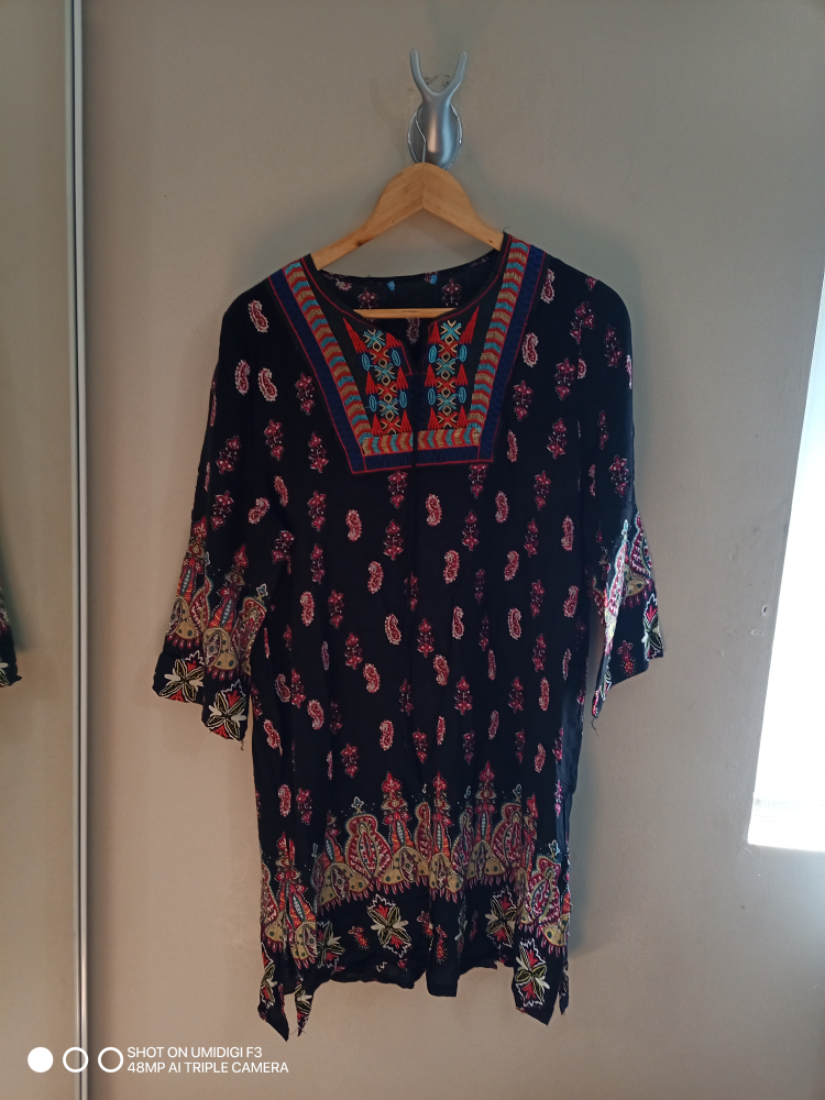 Black Printed Tunic Top