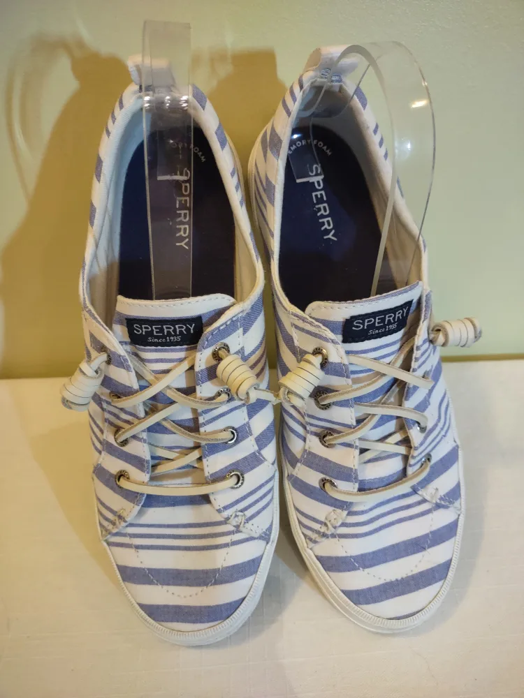 Sperry Women's Seacycle Crest Vibe Striped Blue Sneaker Size 9.5 image indicator(2)