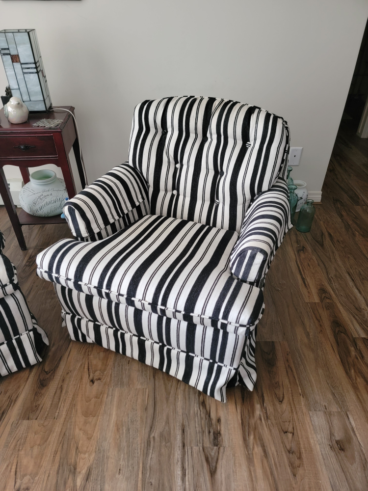 Striped Armchair - Black and White