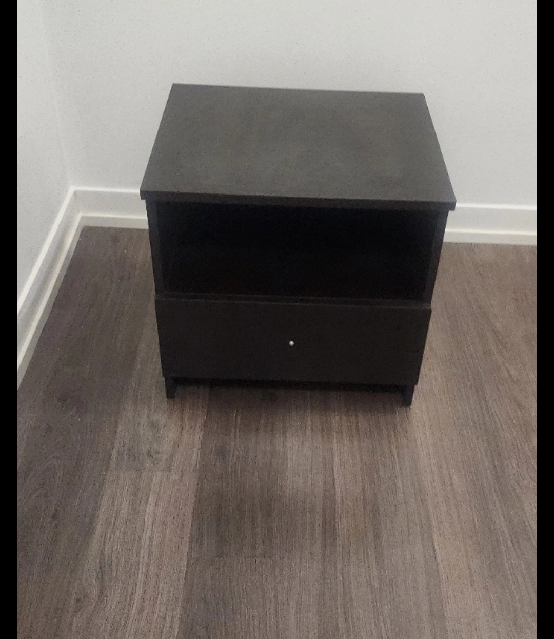 Black Nightstand with Drawer