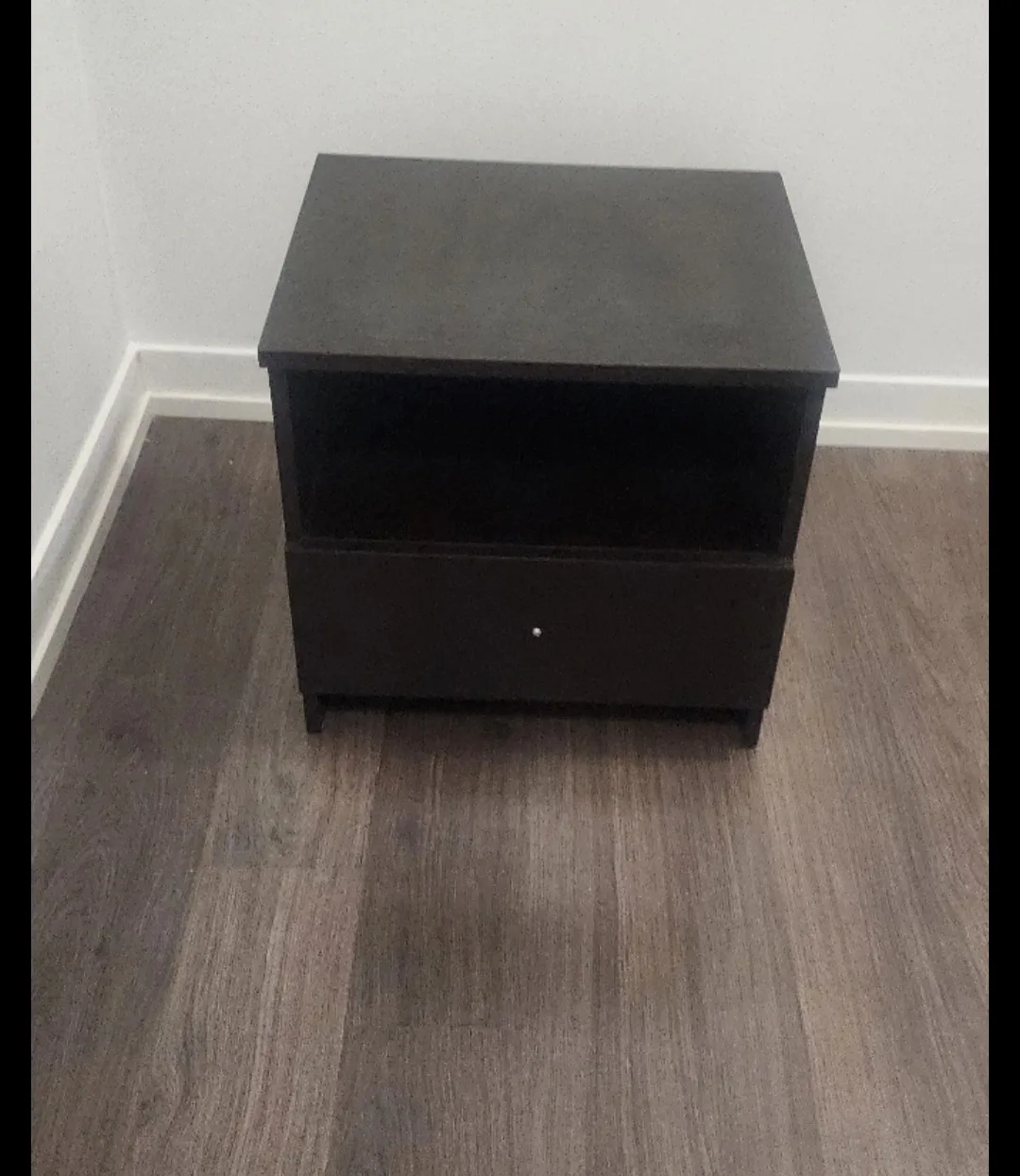 Black Nightstand with Drawer thumbnail