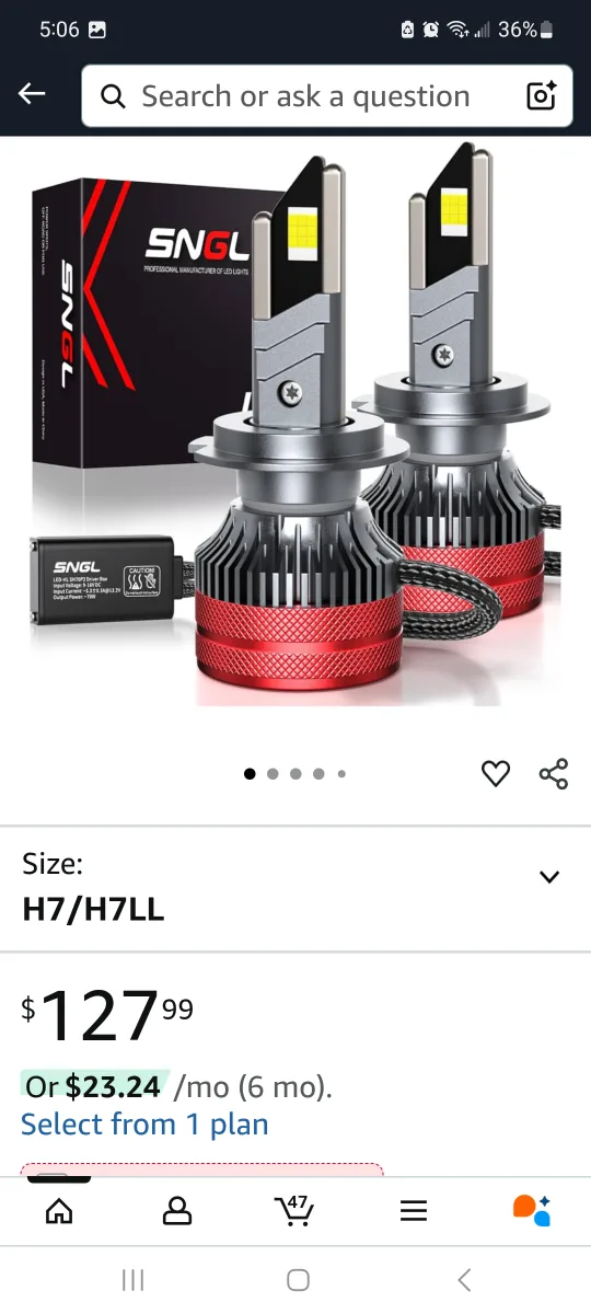 SNGL H7 LED Headlight Bulbs 2 pack - New image indicator(2)