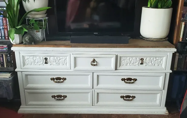 White Dresser with Ornate Details