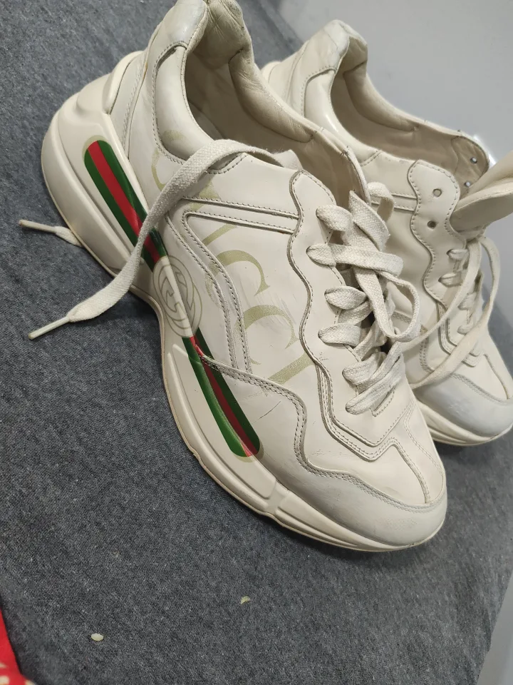 Gucci White Leather Sneakers Size 7.5 image indicator(3)