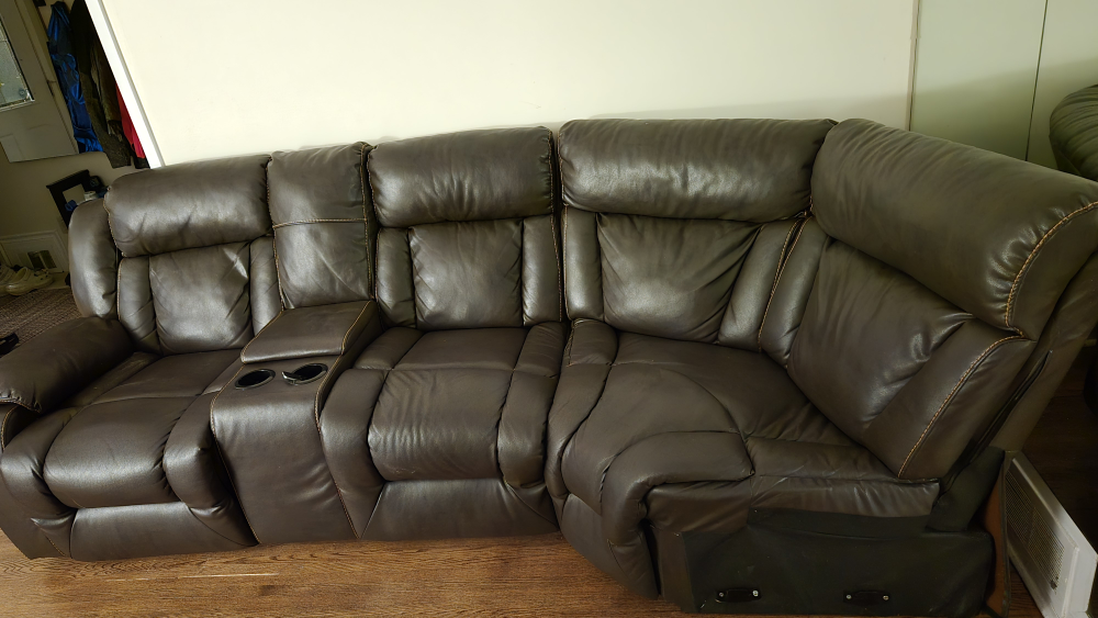 Brown Leather  Sectional Sofa