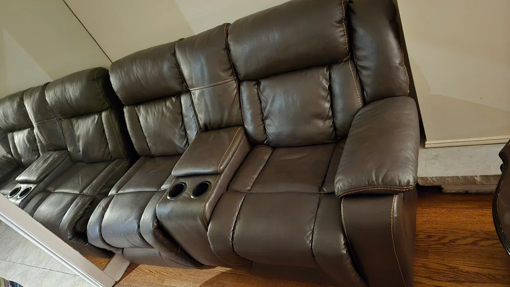 Brown Leather  Sectional Sofa image indicator(2)