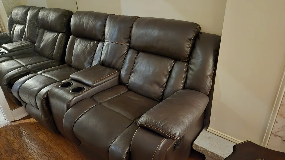 Brown Leather  Sectional Sofa image indicator(3)