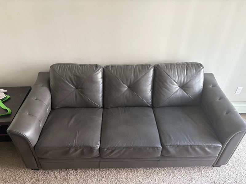 Grey Leather Sofa - Great Condition!