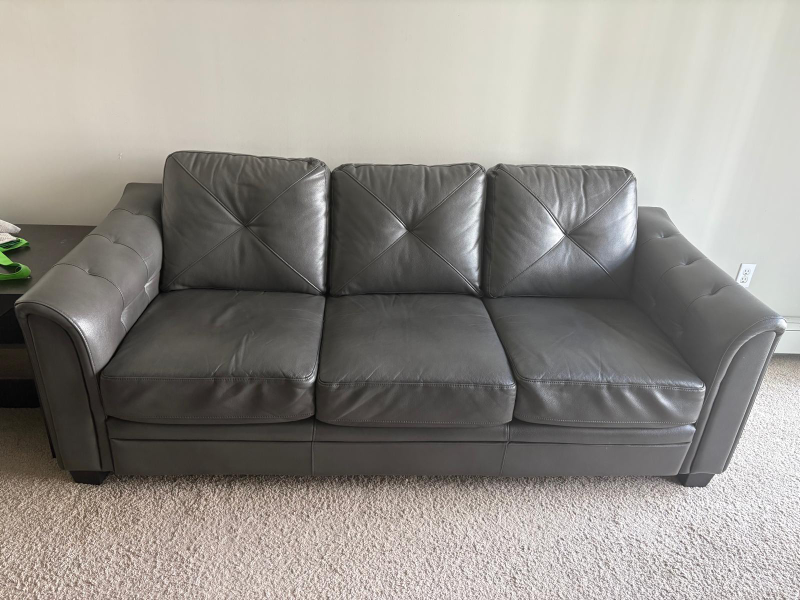 Grey Leather Sofa - Great Condition! - photo 2