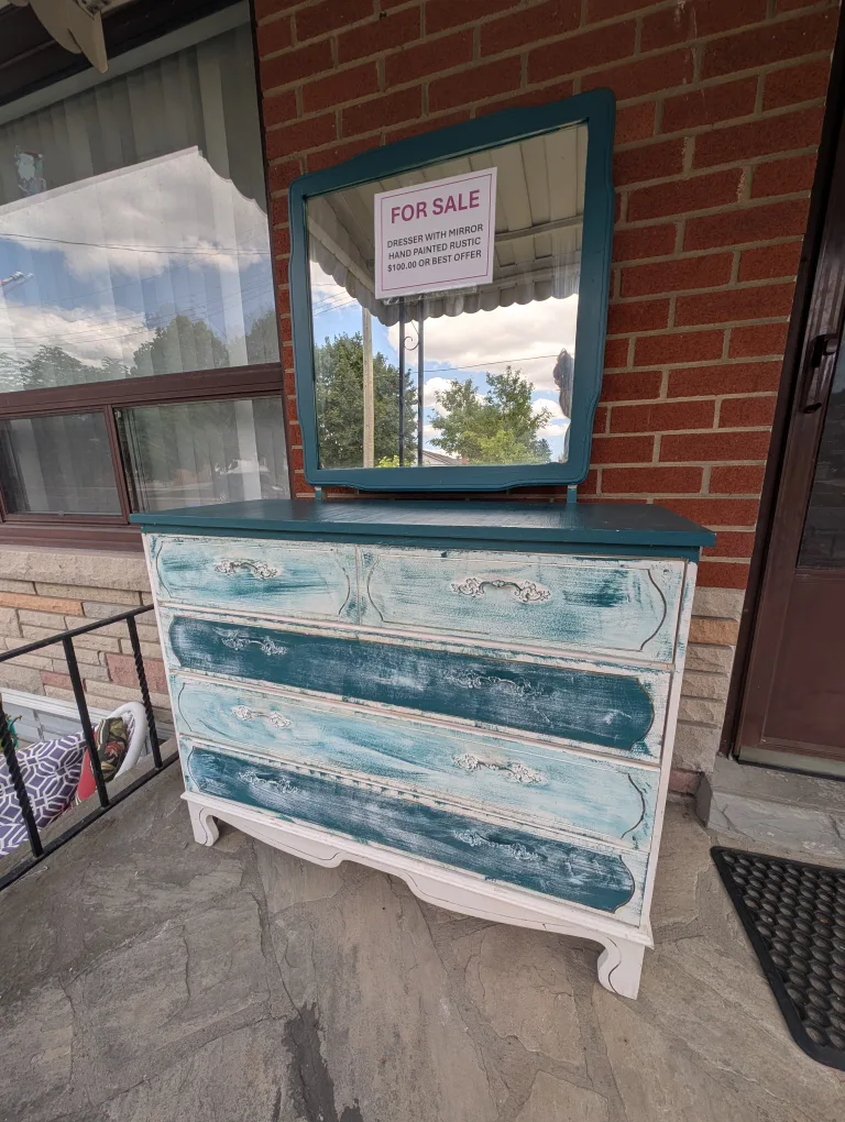 Rustic Dresser with Mirror, Hand Painted image indicator(2)