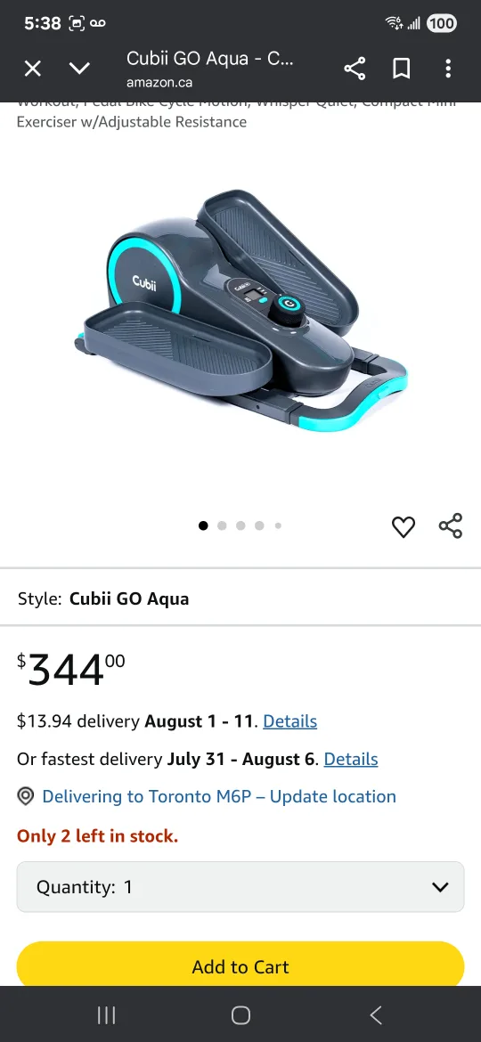 Cubii GO Aqua Under Desk Elliptical thumbnail